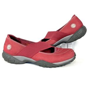 Timberland Brittania Mary Jane Flats Red Leather‎ Comfort Shoes Womens 8M